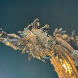 Venetian chandelier in colorless Murano glass with 6 light arms circa 1940