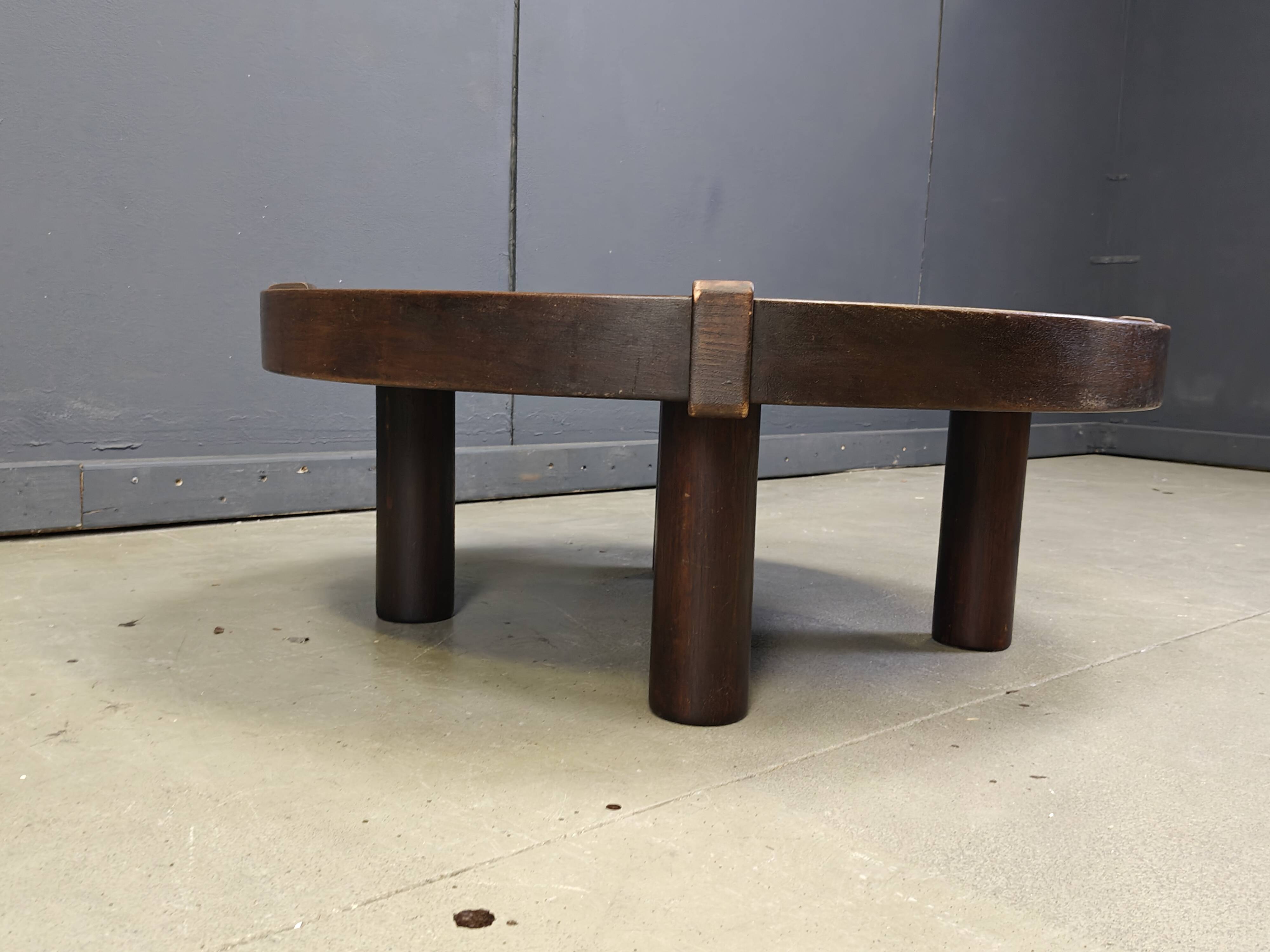 Round Vallauris ceramic coffee table by Barrois, 1960s