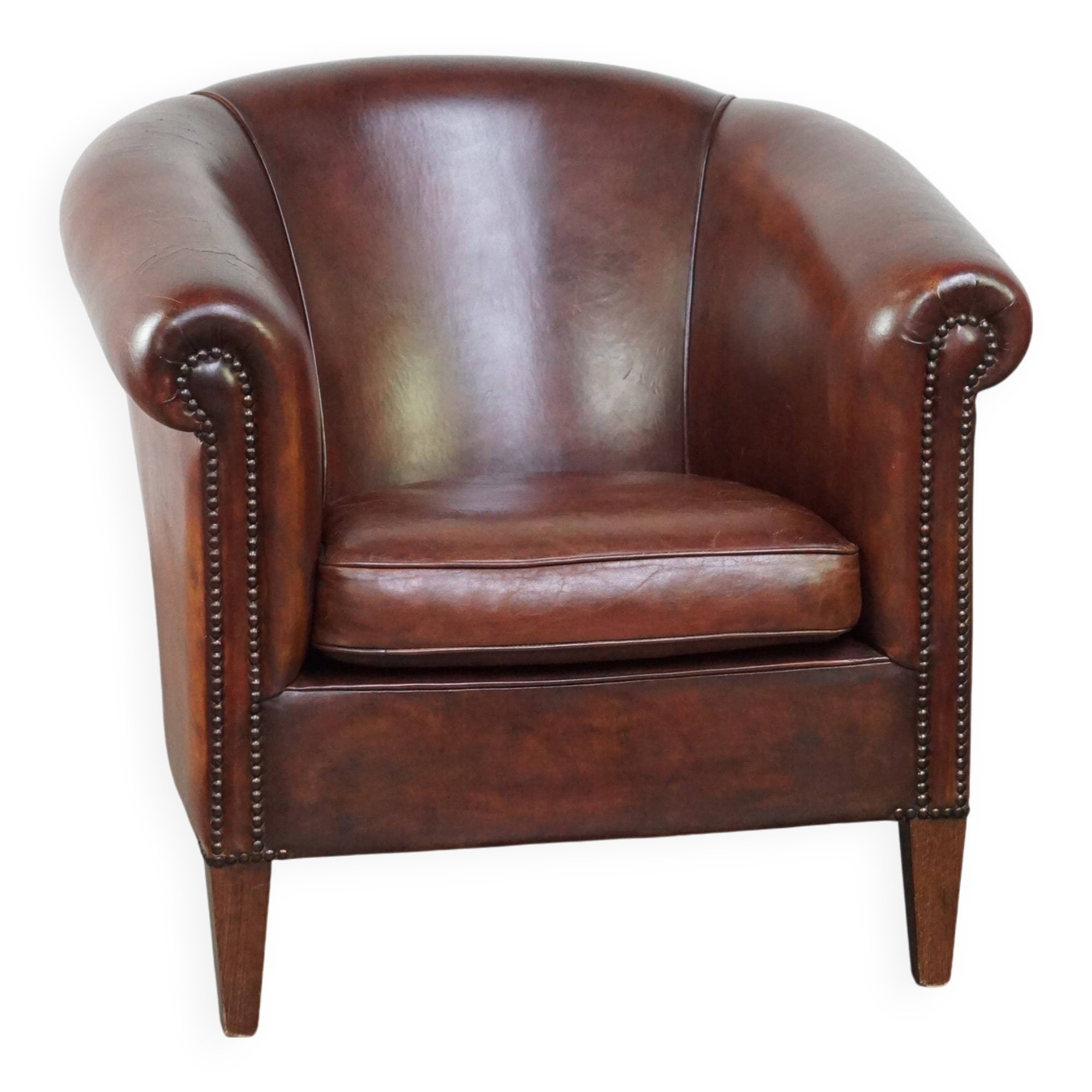 sheepskin leather club armchair