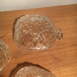 Service à dessert en verre - forme ananas - six pièces (un saladier et cinq coupelles)