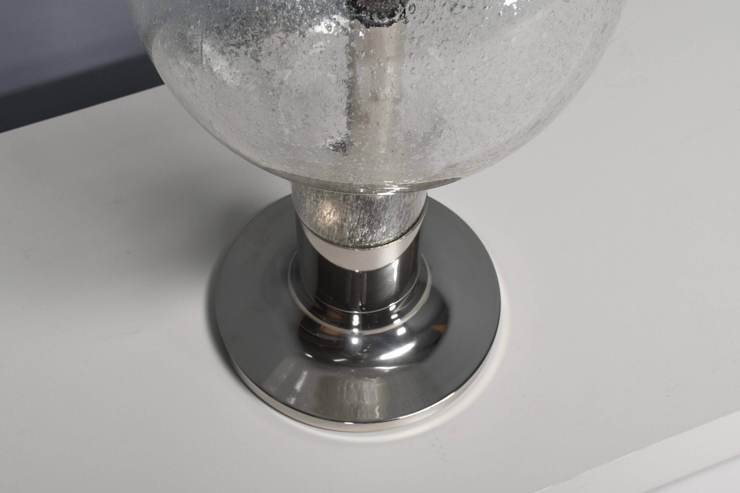 Large chrome and glass table lamp Temde, Switzerland, 1960s