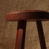Brutalist tripod stool from the 50s in wood.