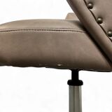 Vintage taupe lounge chair / office chair with chrome frame