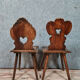 Set of chairs called Sgabello Renaissance style in solid walnut around 1850