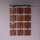 1950s teak wood coat rack with chrome hangers, Netherlands