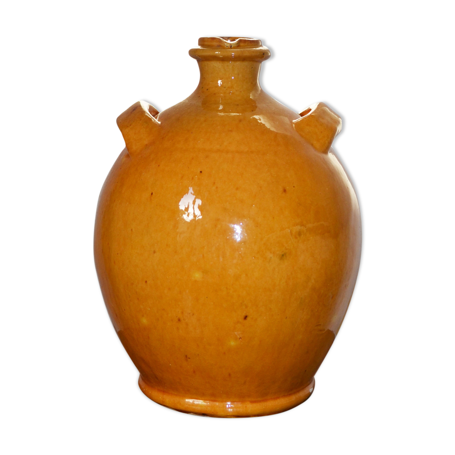 Biot jug in glazed ochre ceramic
