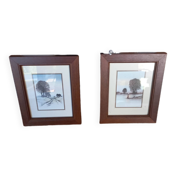Paire de tableaux naîf