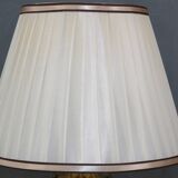 Lamp in gilded bronze & veined water green marble & pleated lampshade
