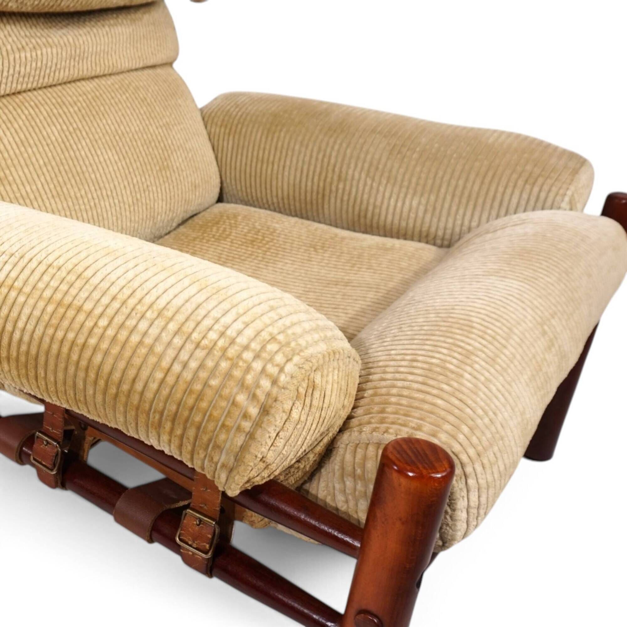 Arne Norell Inca Lounge Chair with Ottoman – Original Cord Upholstery, 1970