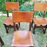 Series of 6 leather chairs 1970
