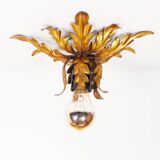 Small gilded floral flush mount light, Germany 1960s