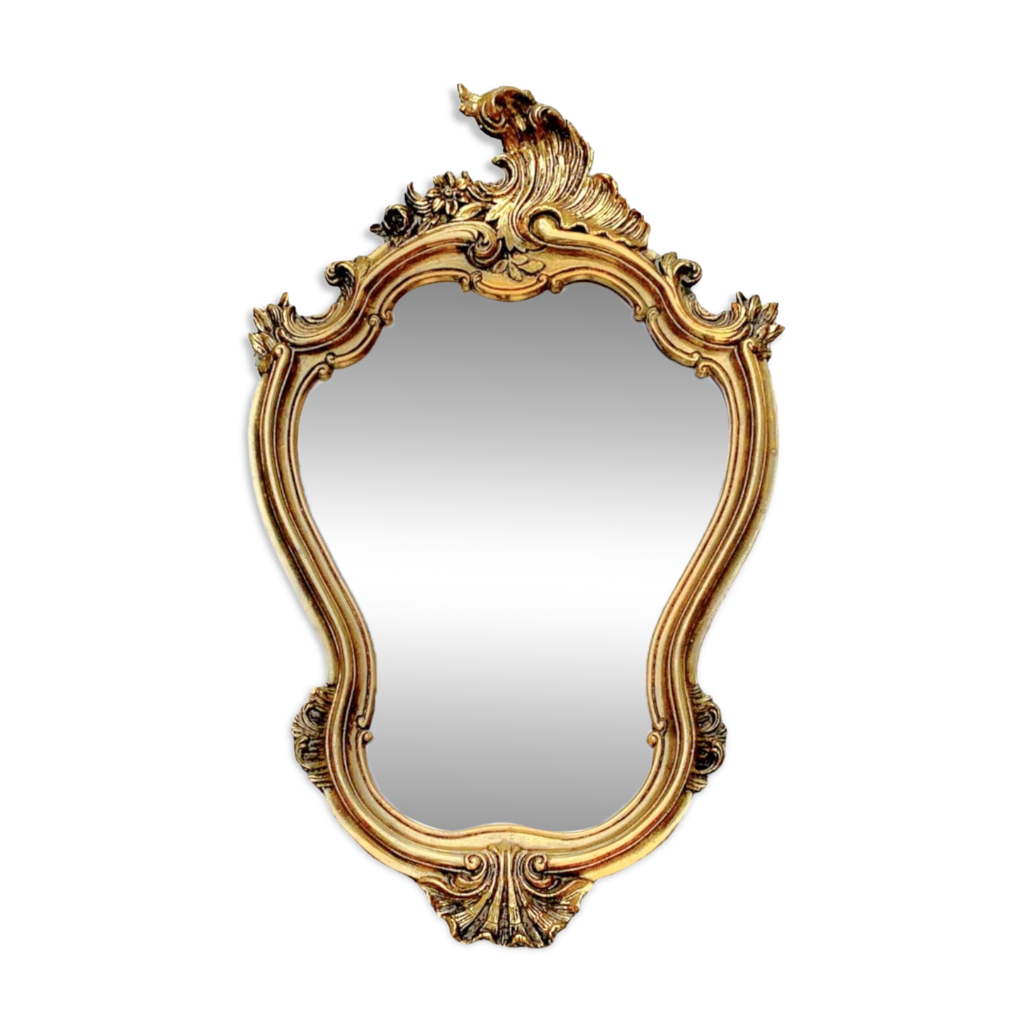 Old wall mirror in golden resin rococo style - made in france