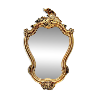 Old wall mirror in golden resin rococo style - made in france