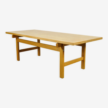 Minimalistic oak coffee table in Japandi style by Hans J Wegner for Andres Tuck, Denmark 1960s