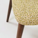 Green and walnut fabric dining chairs