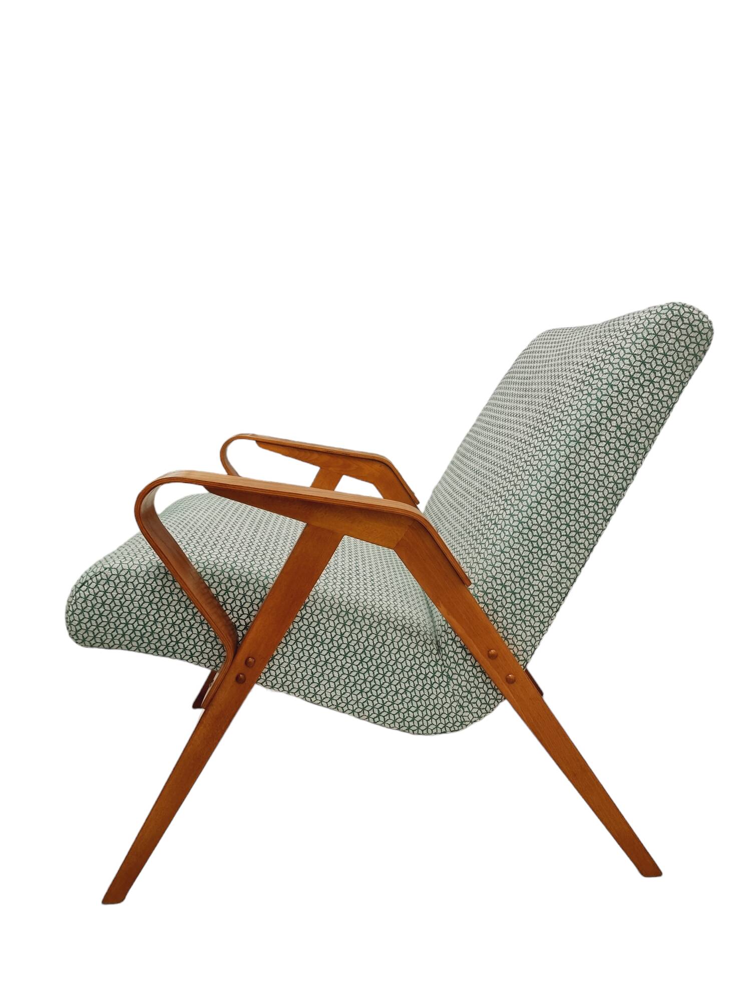 Set of two Mid-century modern Tatra armchairs with footrest, 1950-60's, Czechoslovakia