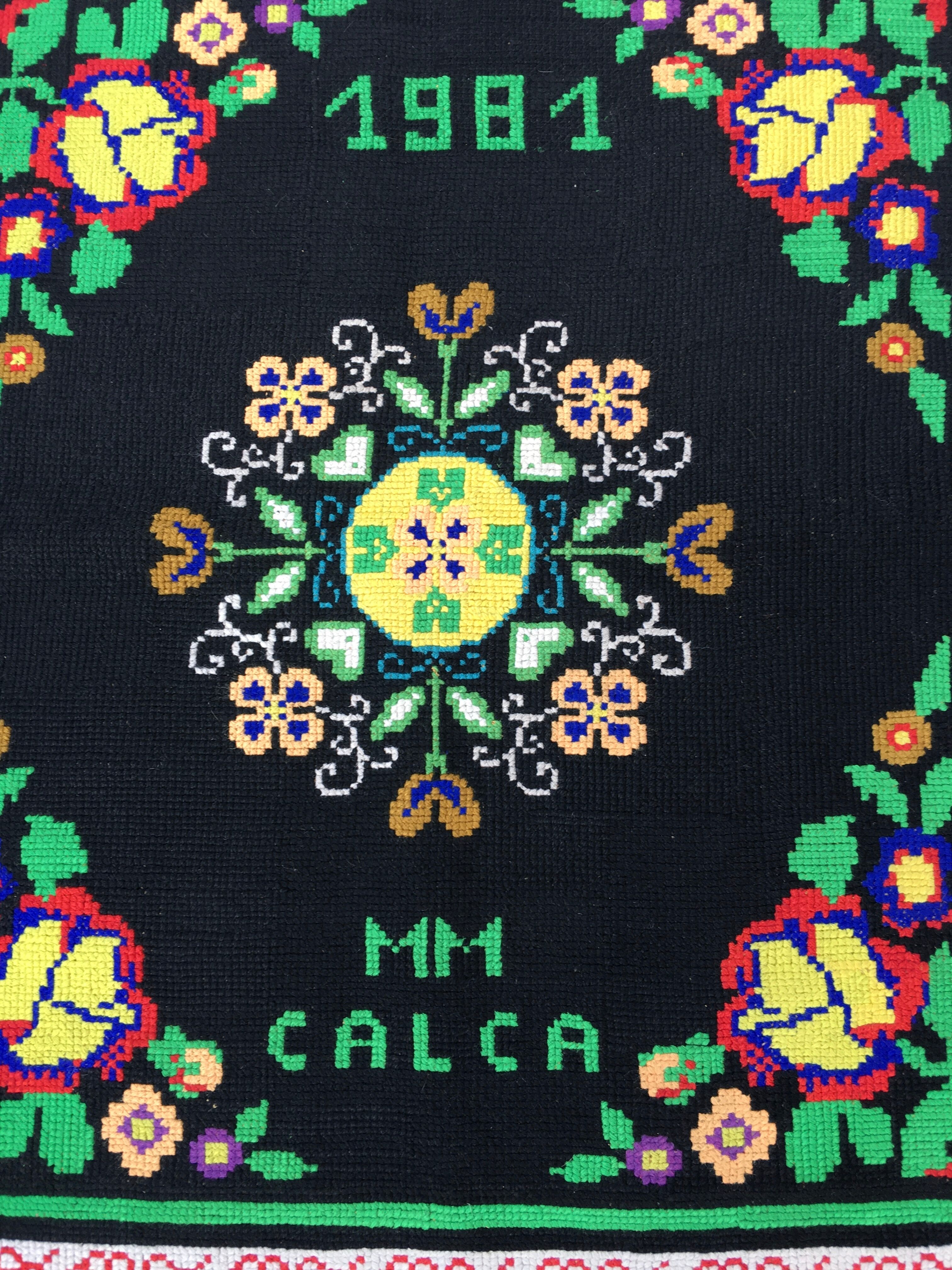 Carpet, drapery, vintage wool tapestry 87x115cm