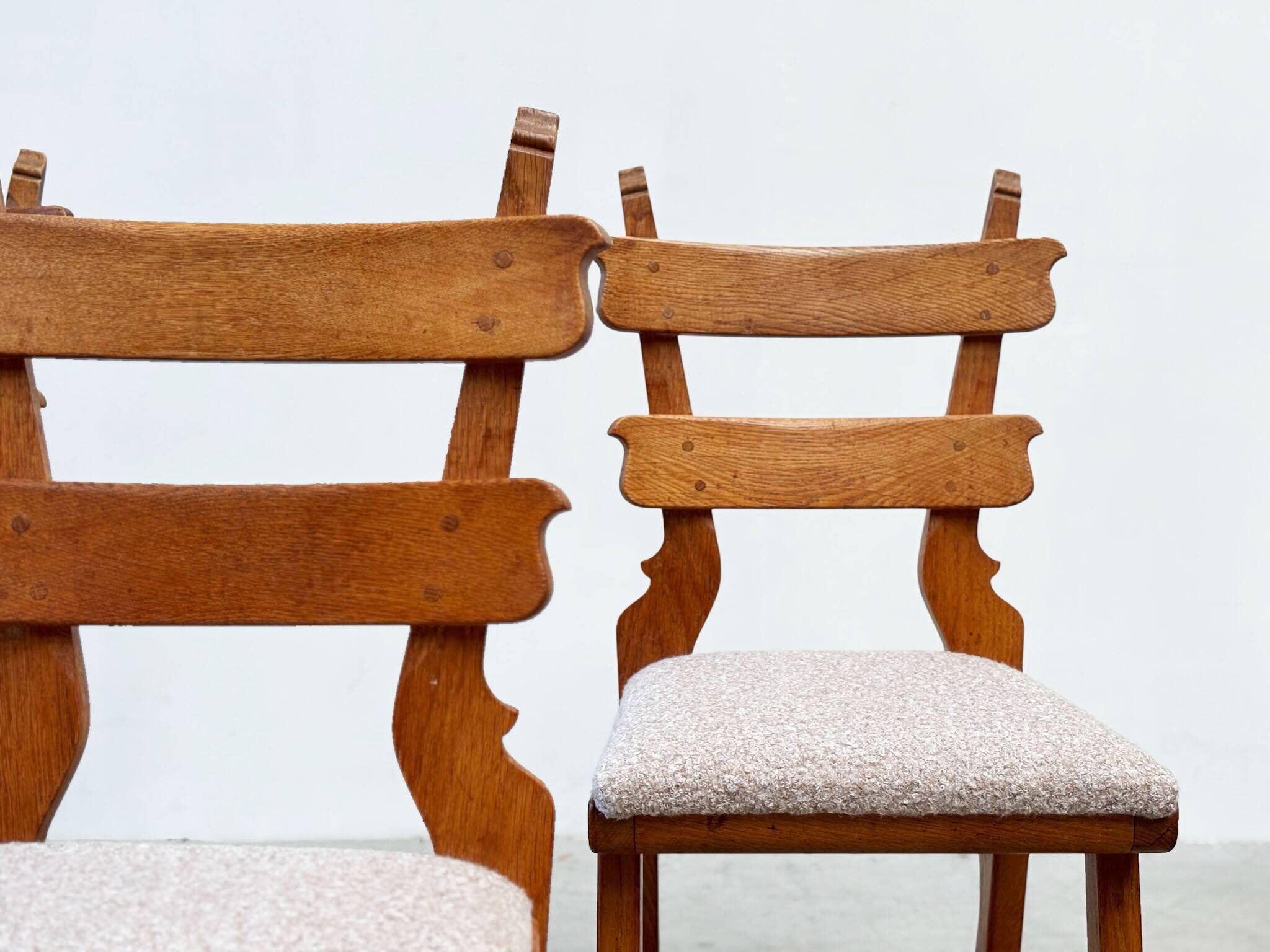 Set of six French brutalist dining chairs