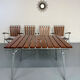 Vintage folding garden set table 4 chairs wood and metal 1960