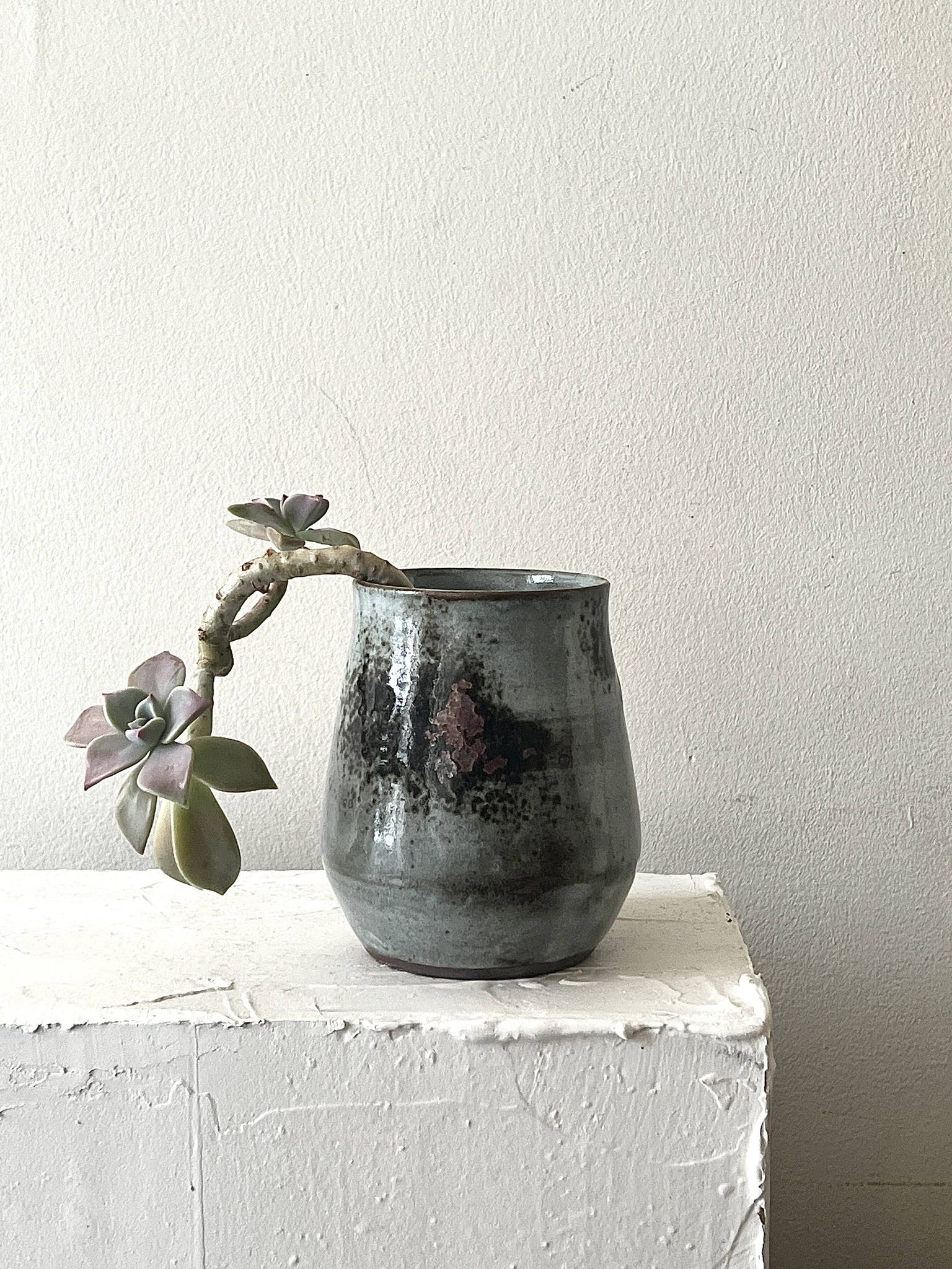 Vase céramique Grés du Loir émaillé et signé, Chantal & Thierry Robert 1970