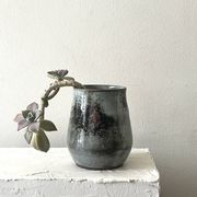 Vase céramique Grés du Loir émaillé et signé, Chantal & Thierry Robert 1970