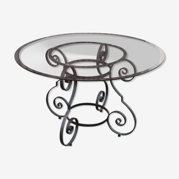 Wrought iron table and glass top