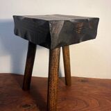 Tabouret bois Brutaliste tripode