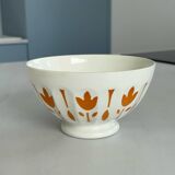 Antique bowl Sarreguemines France | Vintage yellow flower earthenware bowl | Va