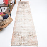Distressed wool vintage runner rug 312x76cm