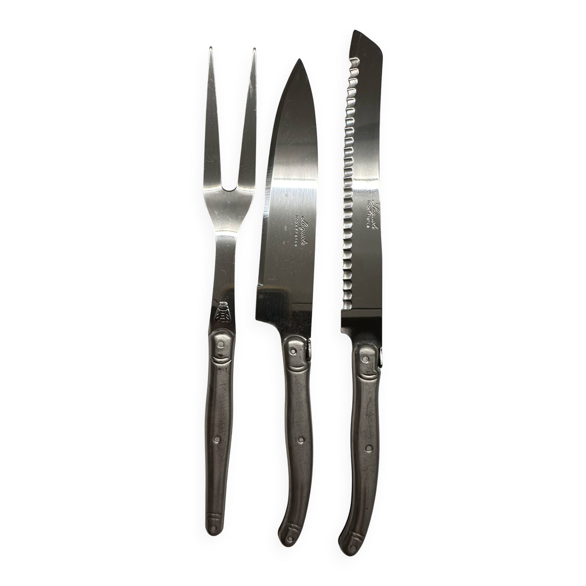 Service à découper 3 pièces Laguiole en inox, France