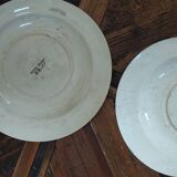 Set of 13 antique Terre de Fer HB & Cie plates – Round bird decoration