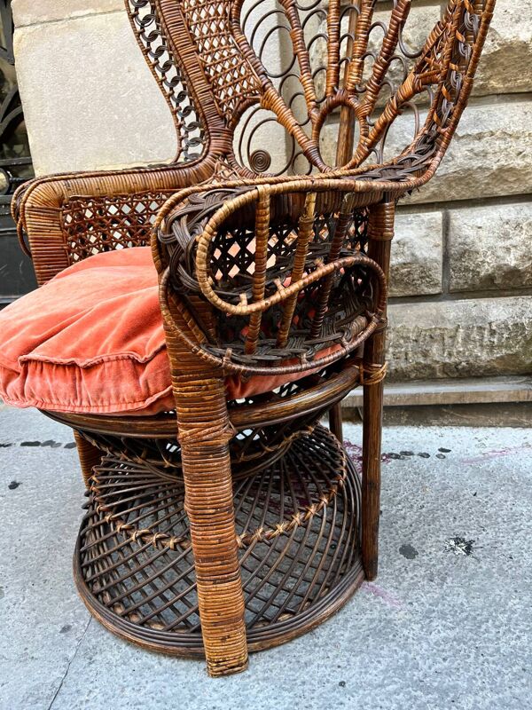 Fauteuil « Emmanuelle » en rotin, 1970