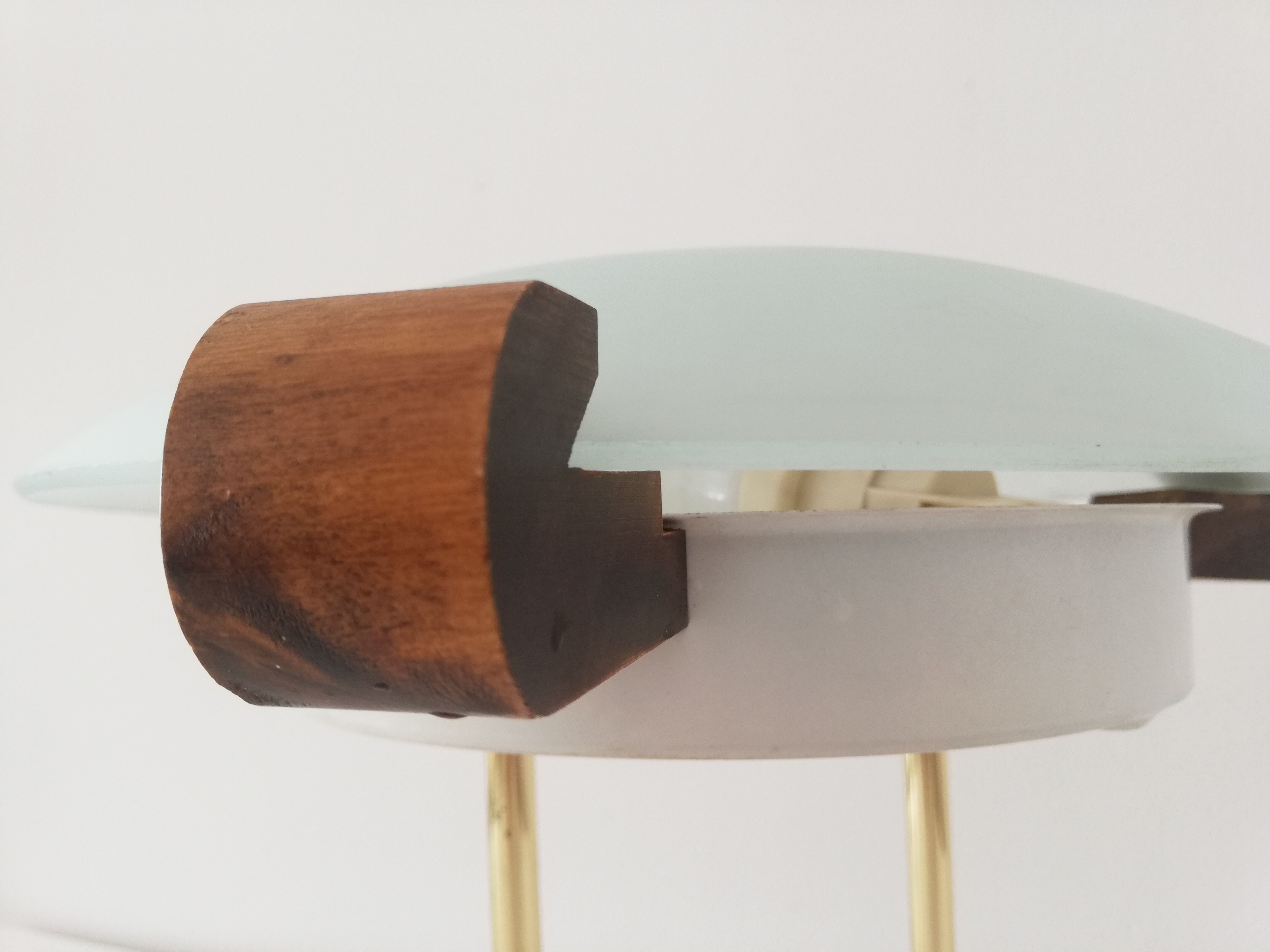 Glass wood library table lamp