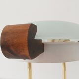Glass wood library table lamp