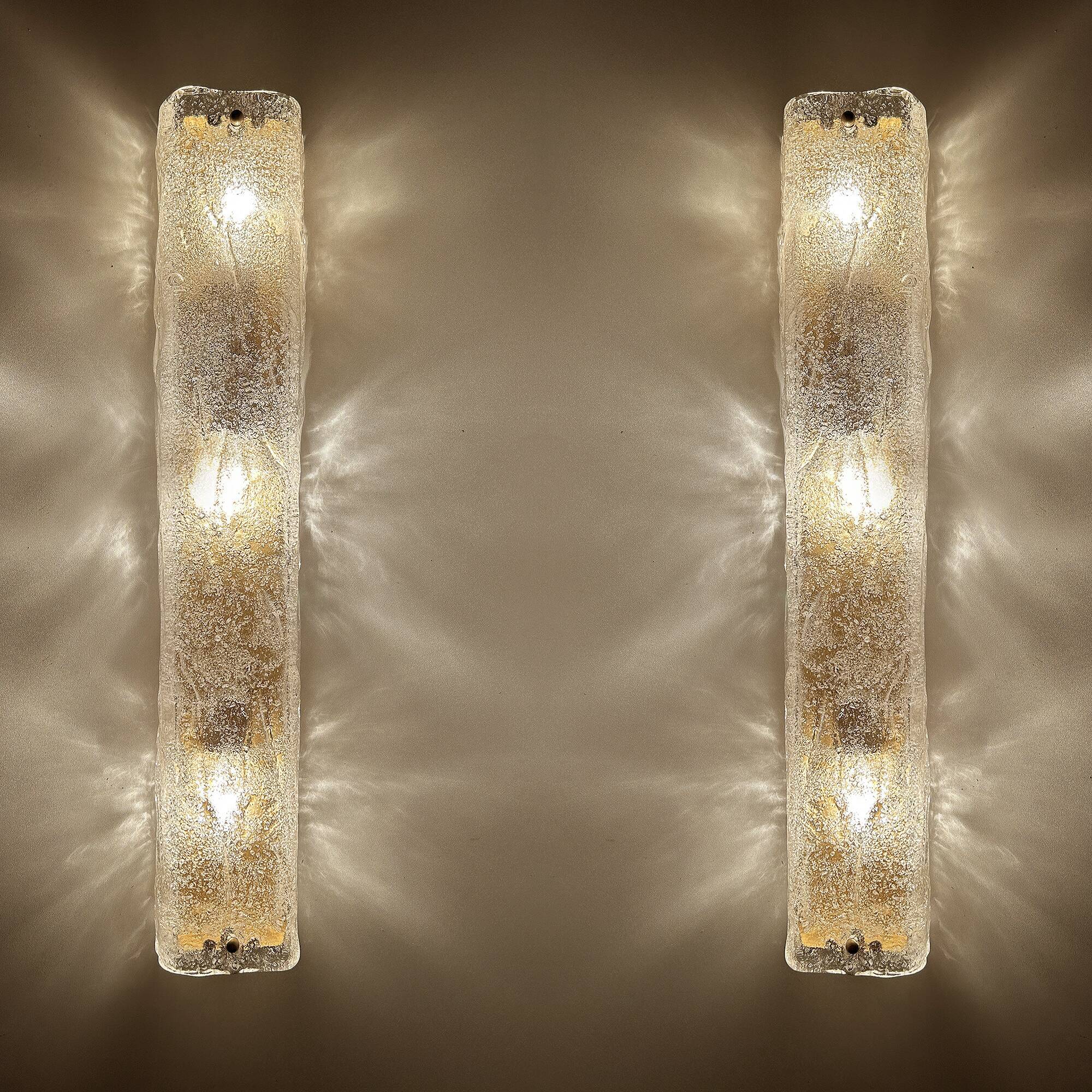 Pair Very Large Murano Glass Wall Lights