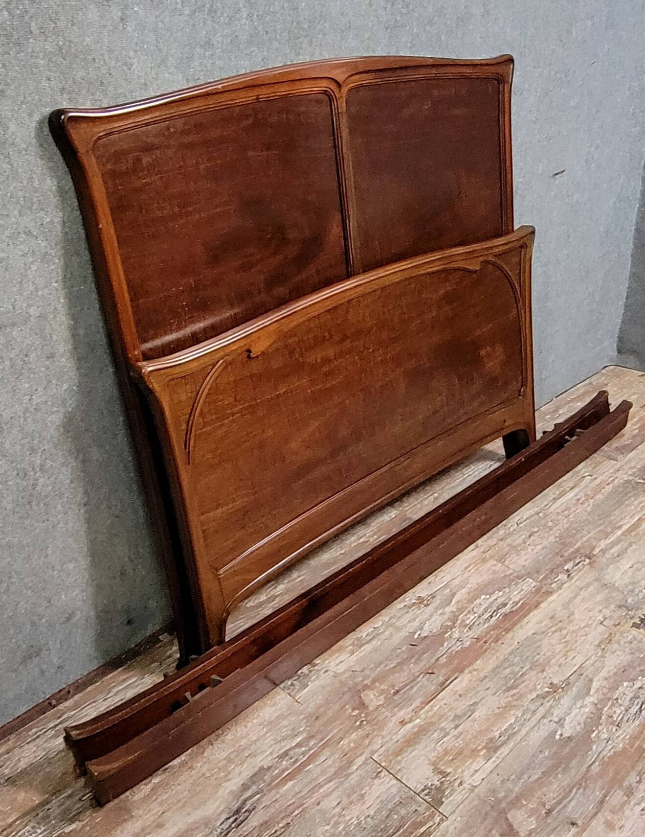 Nancy School: Art Nouveau style bed, characterized by its curved lines