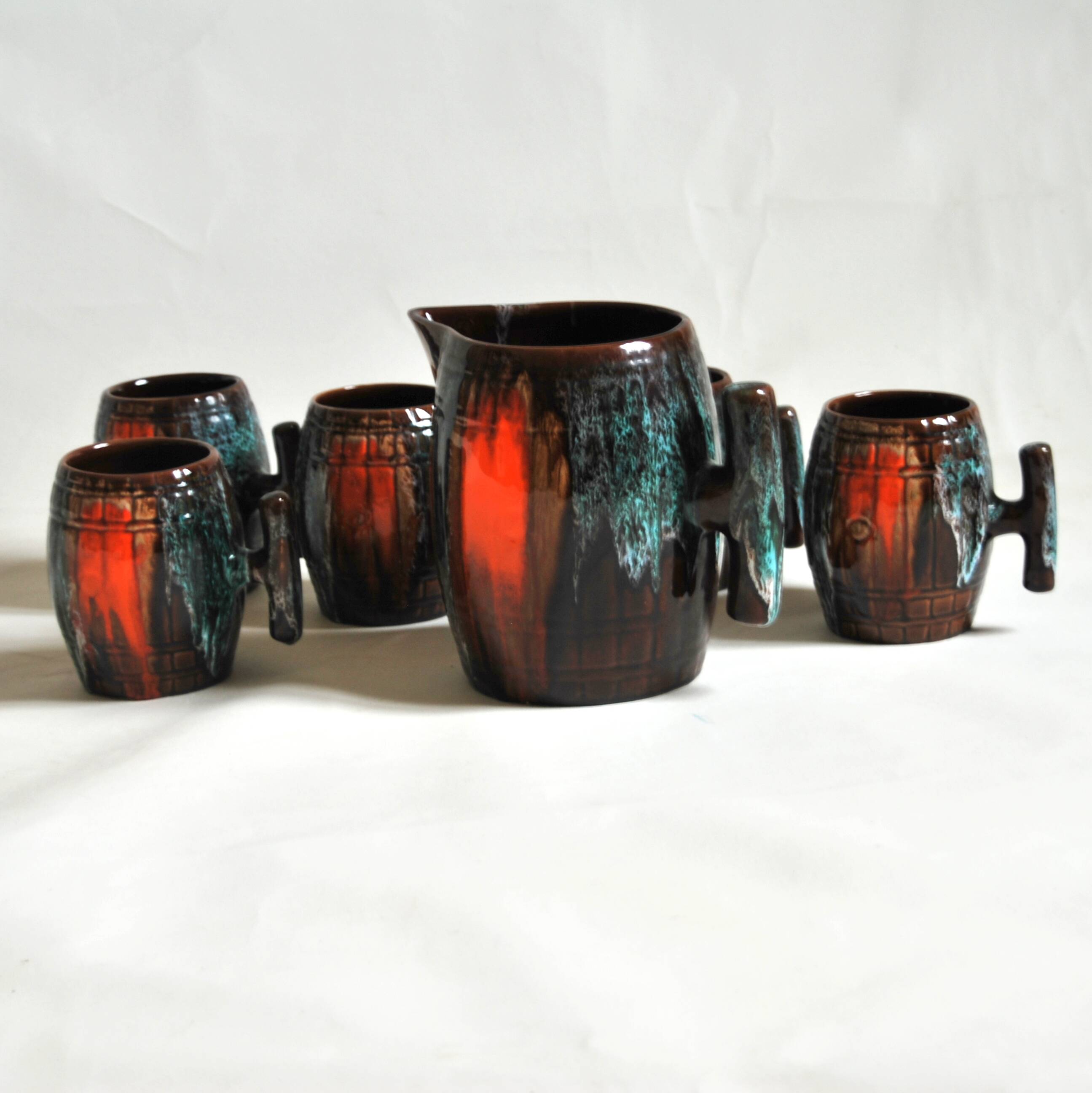 Ceramic orangeade service Vallauris 1950, vintage France