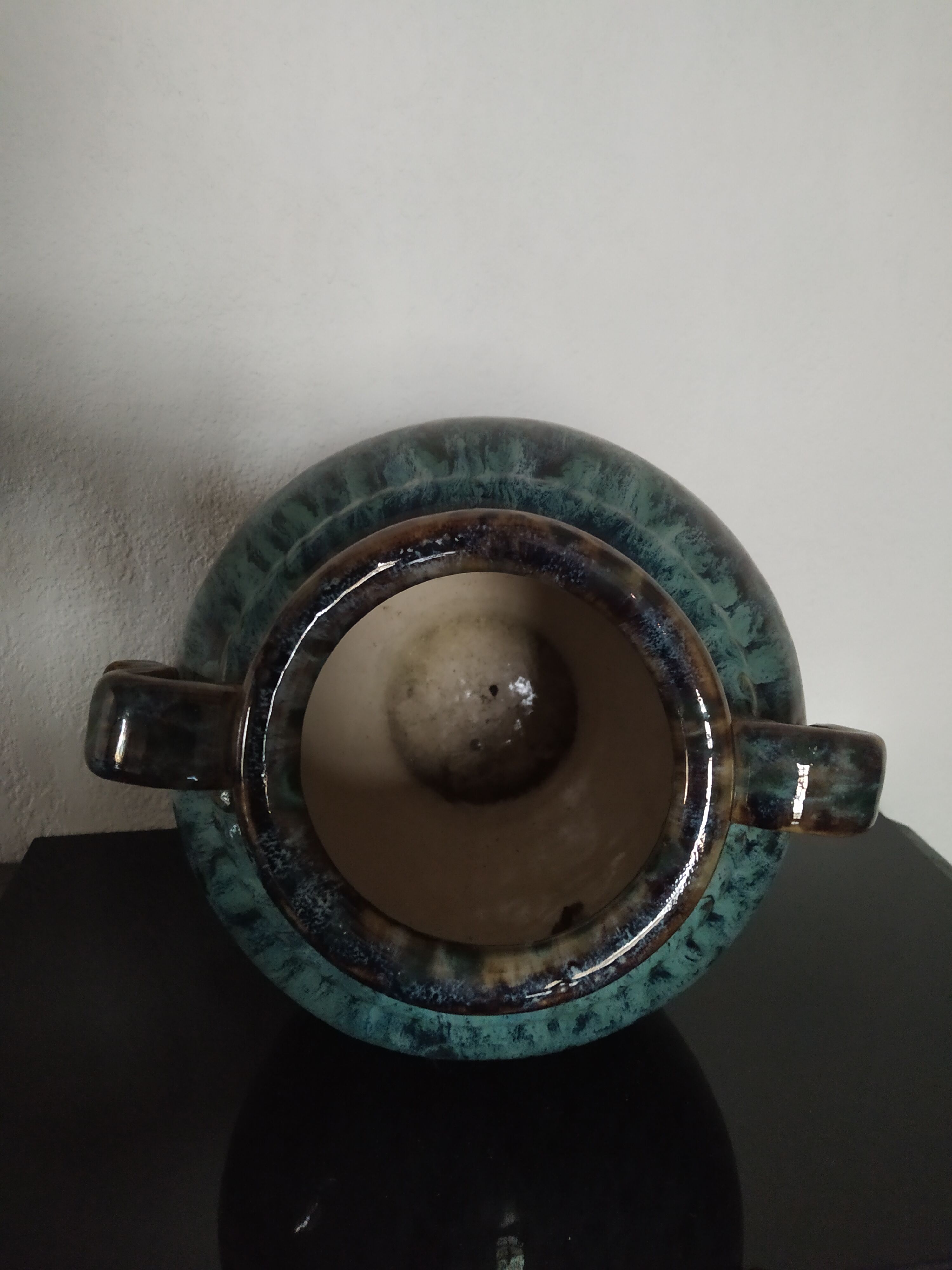 Enamelled ceramic vase, shades of blue.