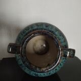 Enamelled ceramic vase, shades of blue.