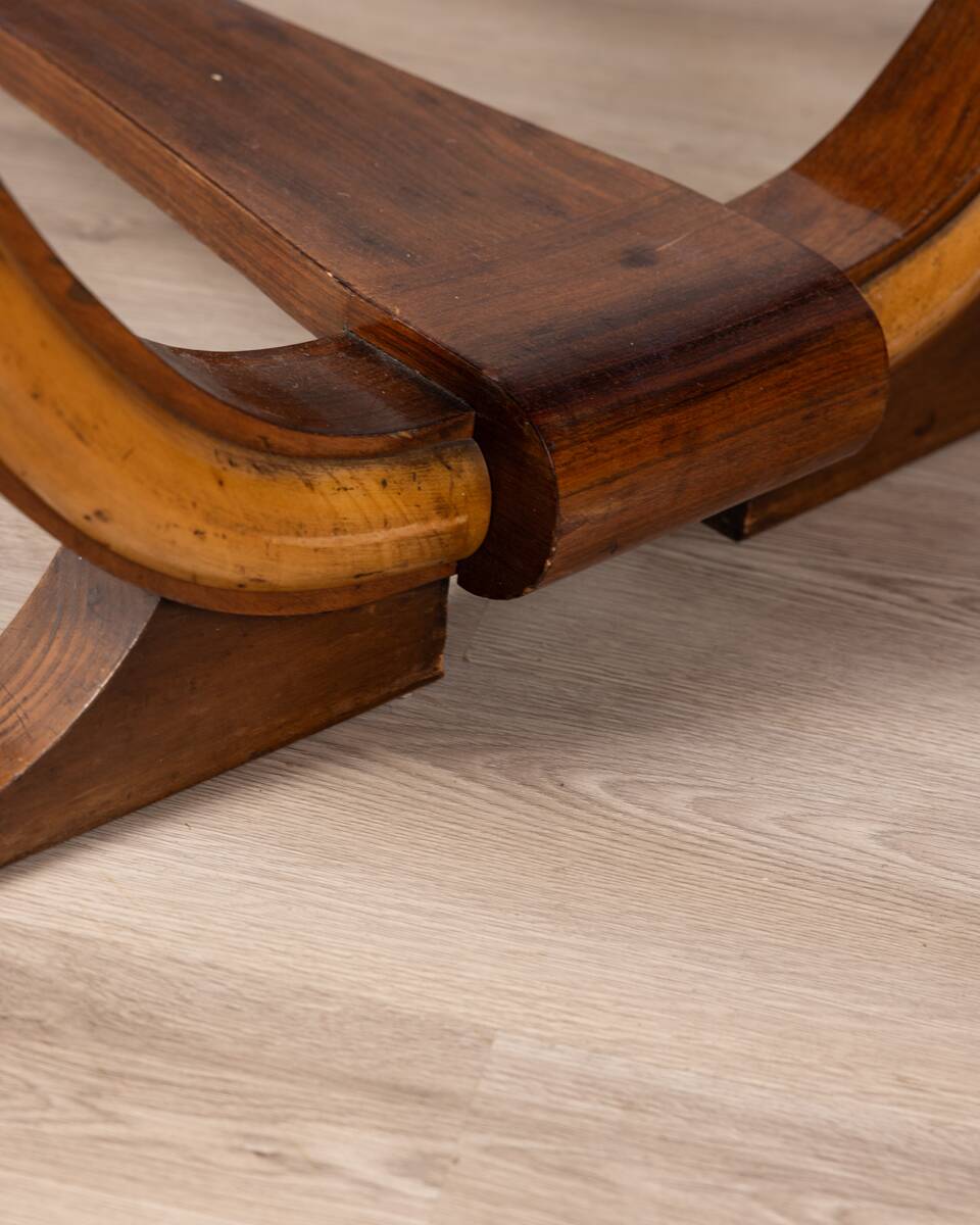 Table en bois et verre Art Déco, Italie années 1930