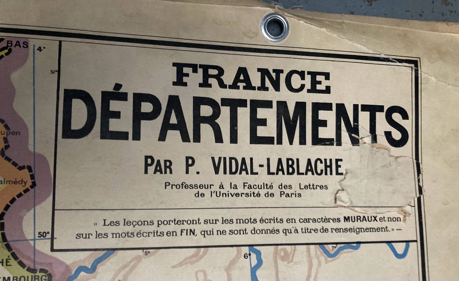 Old school map of France by Vidal Lablache.