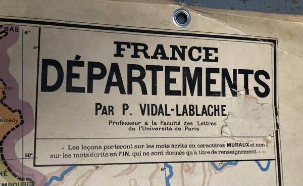 Carte de France scolaire ancienne Vidal lablache