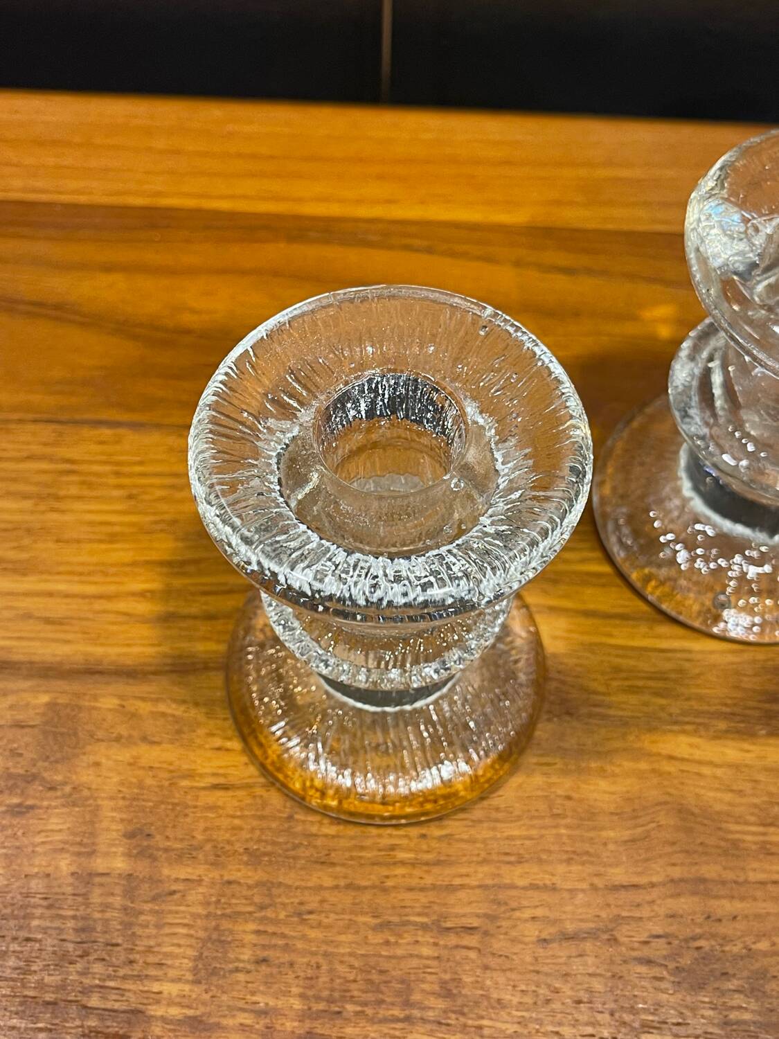 Pair of Festivo crystal candle holders by Timo Sarpaneva 1960