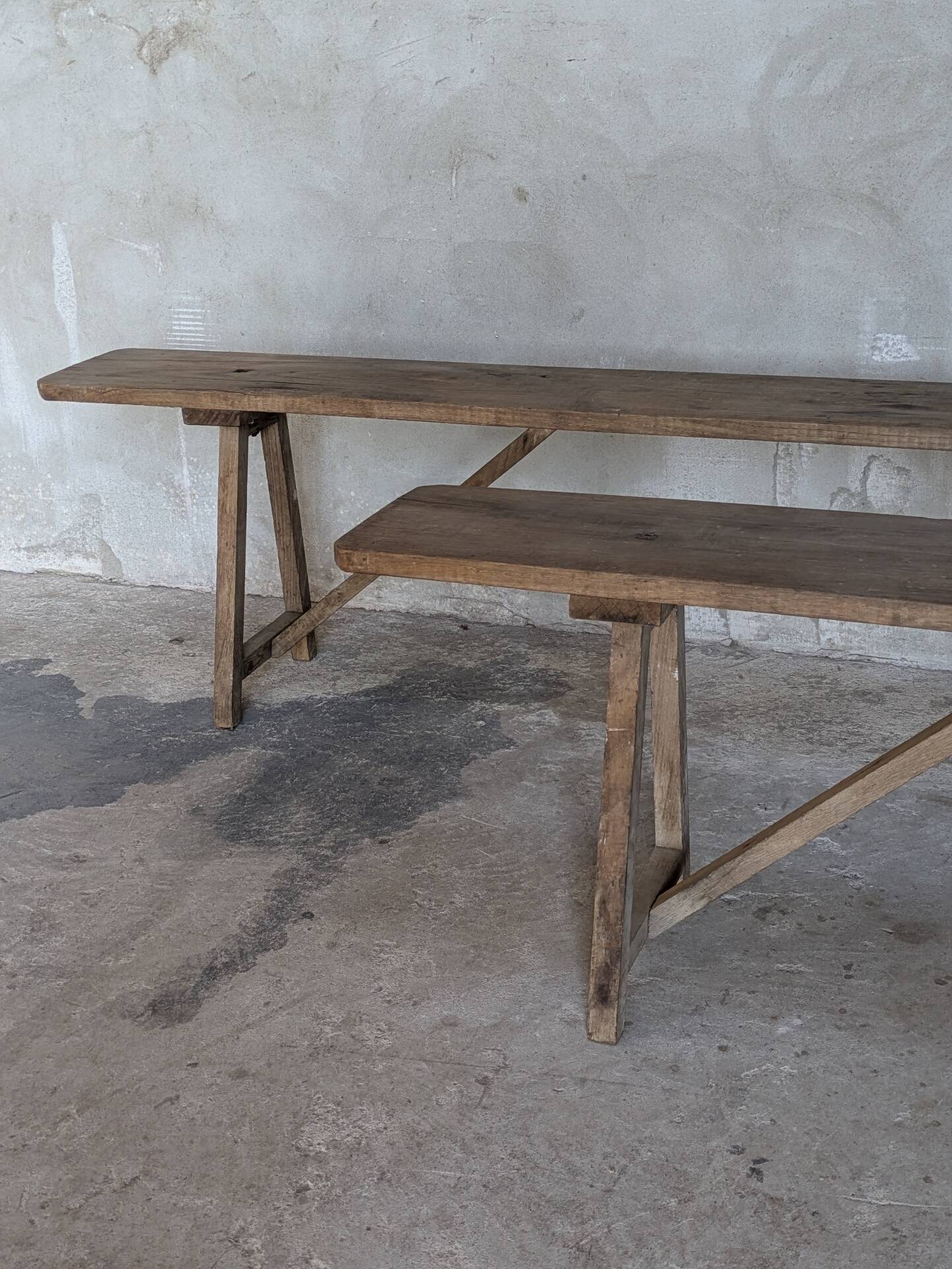 Pair of antique oak benches