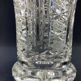 Large cut crystal vase richly decorated Bohemia