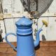 Blue coffee maker in vintage enamelled sheet metal