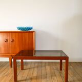 Wood and smoked glass coffee table, Design, 1970