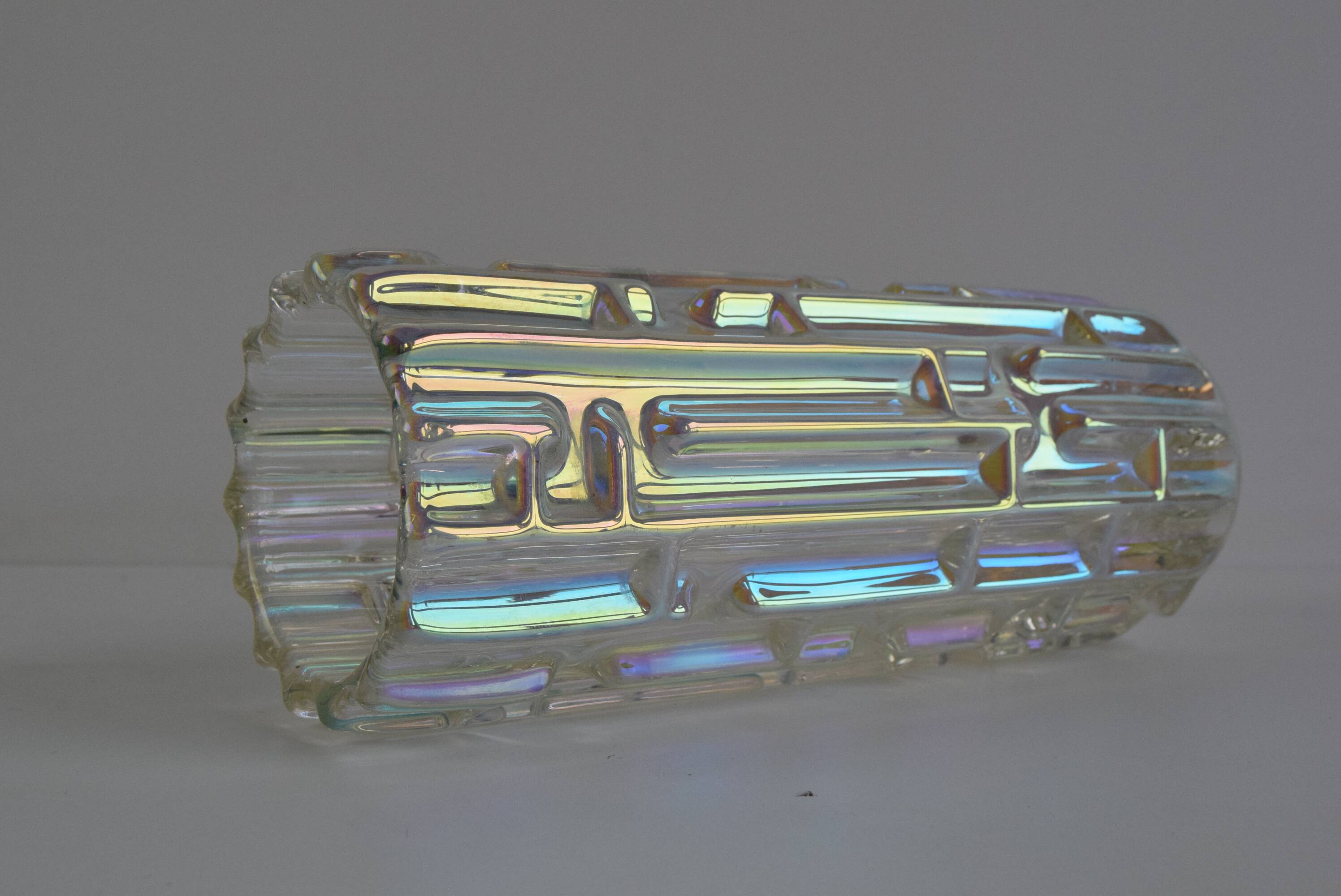 Original Frantisek Vizner Glass ´Maze´ Vase for sklo union Rosice 1960s