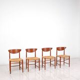 Ensemble de 4 chaises à repas en teck par Peter Hvidt & Orla Molgaard-Nielsen