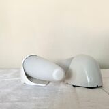 Set of two Small mid-century bakelite & glass wall lamps by Bo Niko Belgium, 1960s